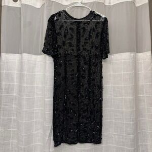 Vintage Black Fully Beaded Sheer Dress